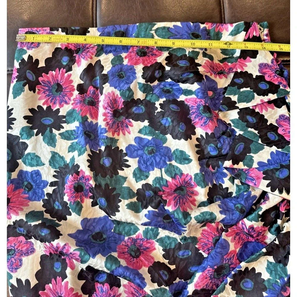 Veronica Beard Women Size 8‎ Ravello Floral Ruffle Ruched Skirt Silk Pink Multi